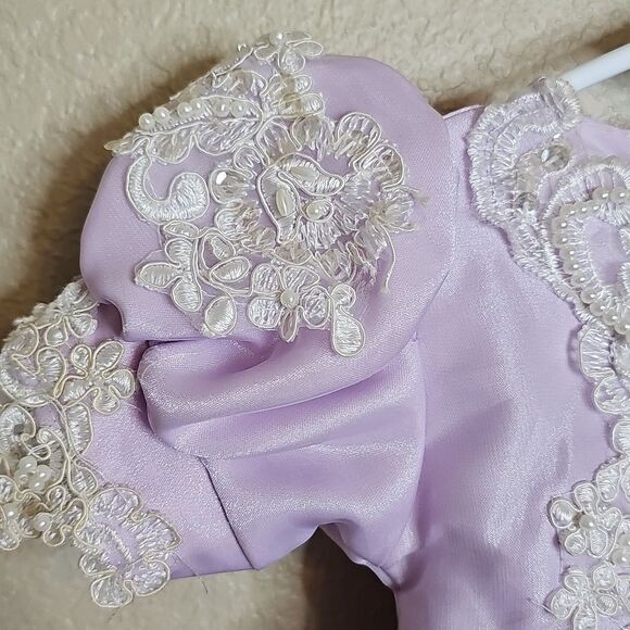 Baby Pageant Dress 6month Lavender Lace‎ Pearl Beaded Cupcake Dress Tip Top - Picture 4 of 11